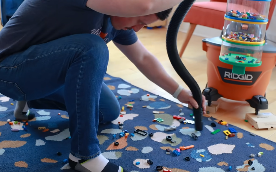 Genius inventor creates a vacuum that sucks up and sorts Lego