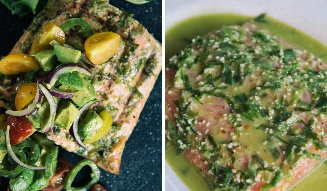 Grilled Cuban-Style Salmon with Jalapeño Avocado Salsa Recipe